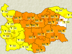 Оранжев код е обявен в 14 области в страната