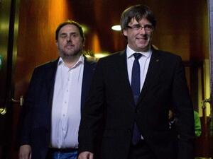 Уволненият каталунски премиер Карлес Пучдемон и няколко бивши министри от